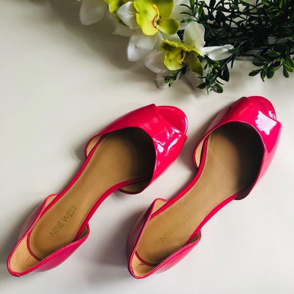 Nine West Shoes - Nine West Pink Peep Toe Flats Size 7
